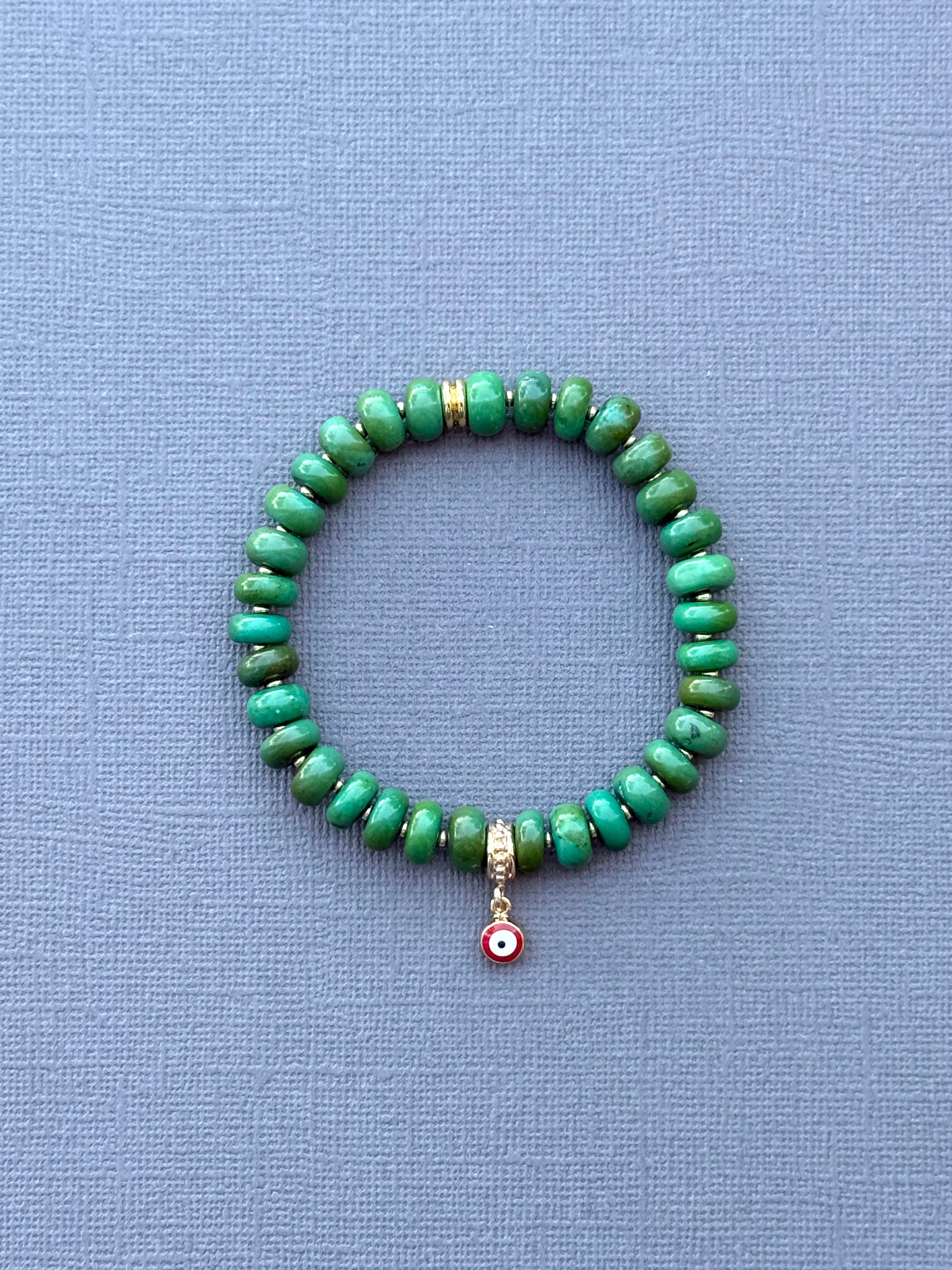 Turquoise with Evil Eye Stretch Bracelet