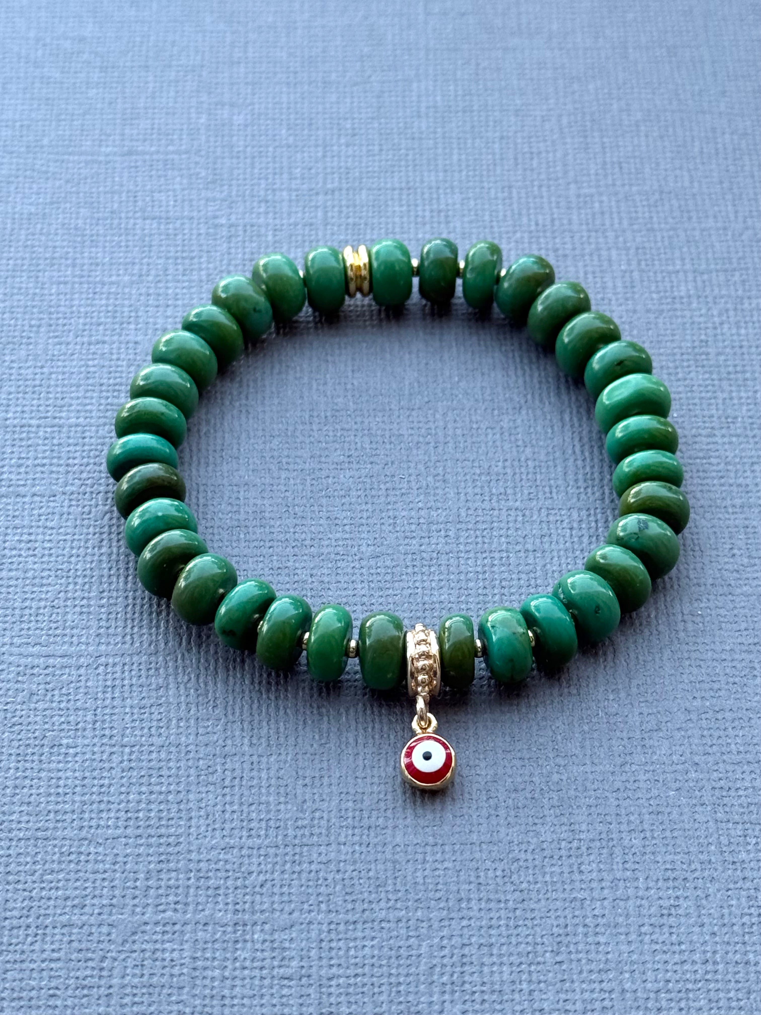 Turquoise with Evil Eye Stretch Bracelet