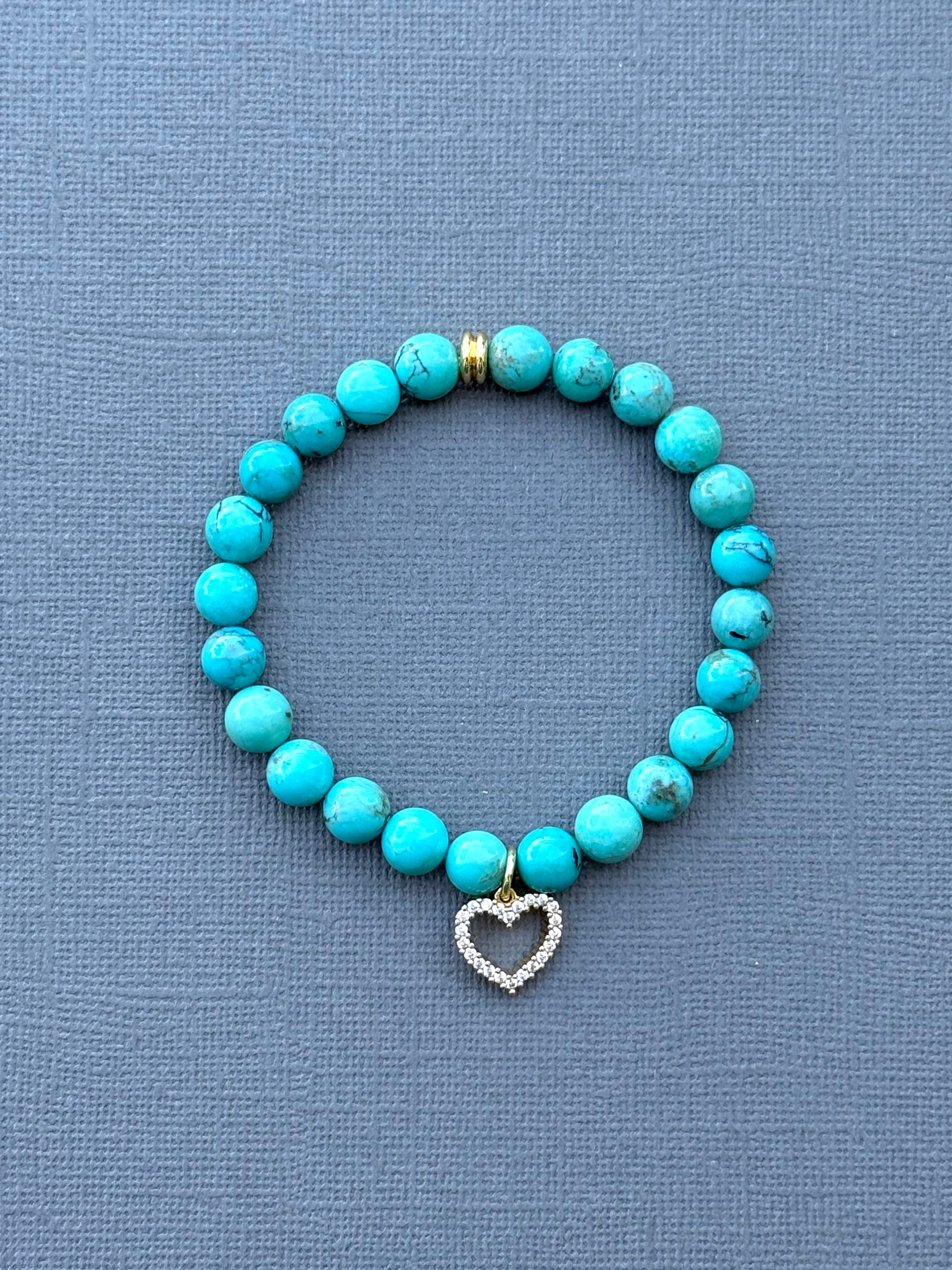 Turquoise Bracelet with Heart Charm