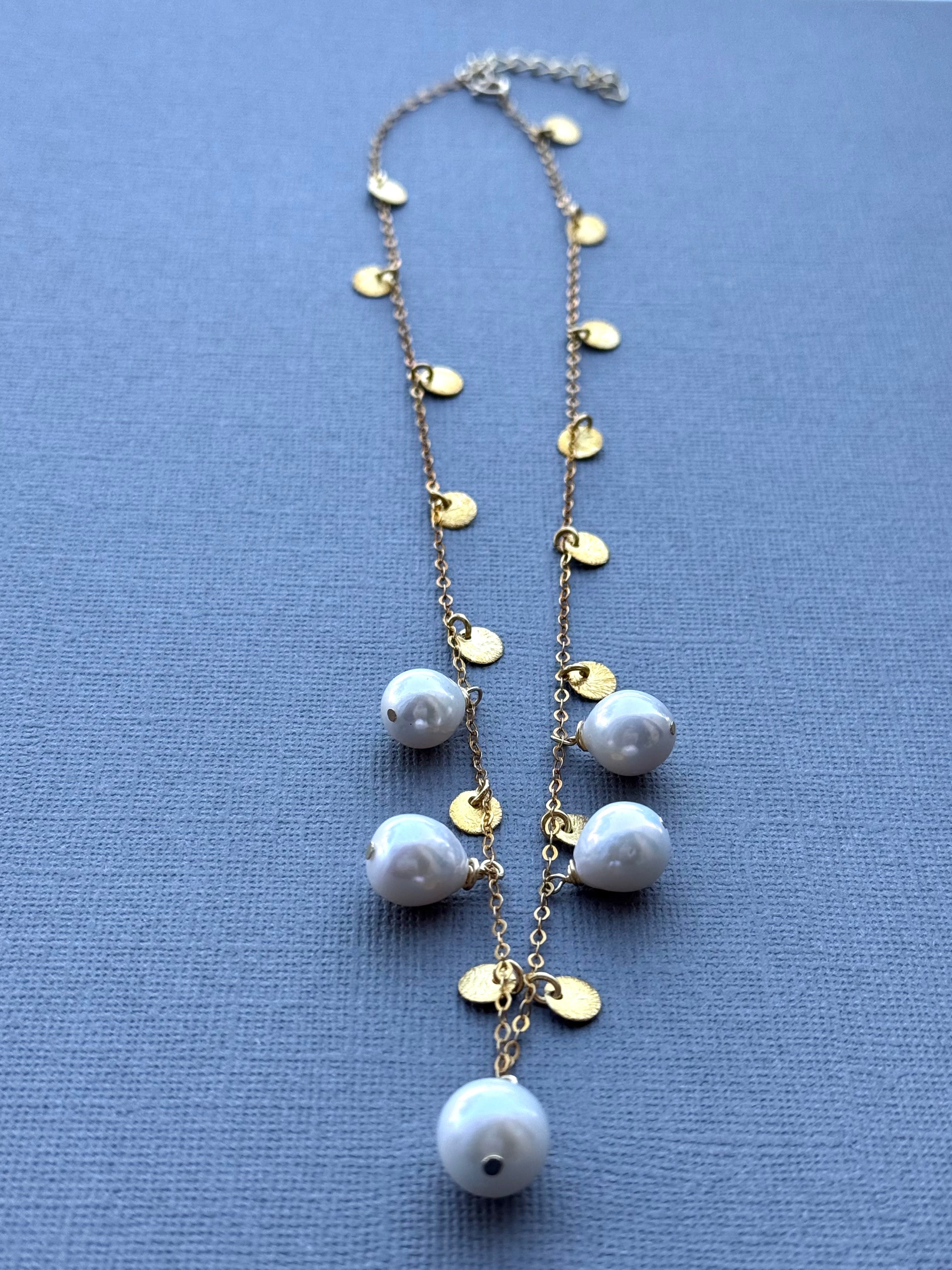 Five Teardrop Pearl Necklace