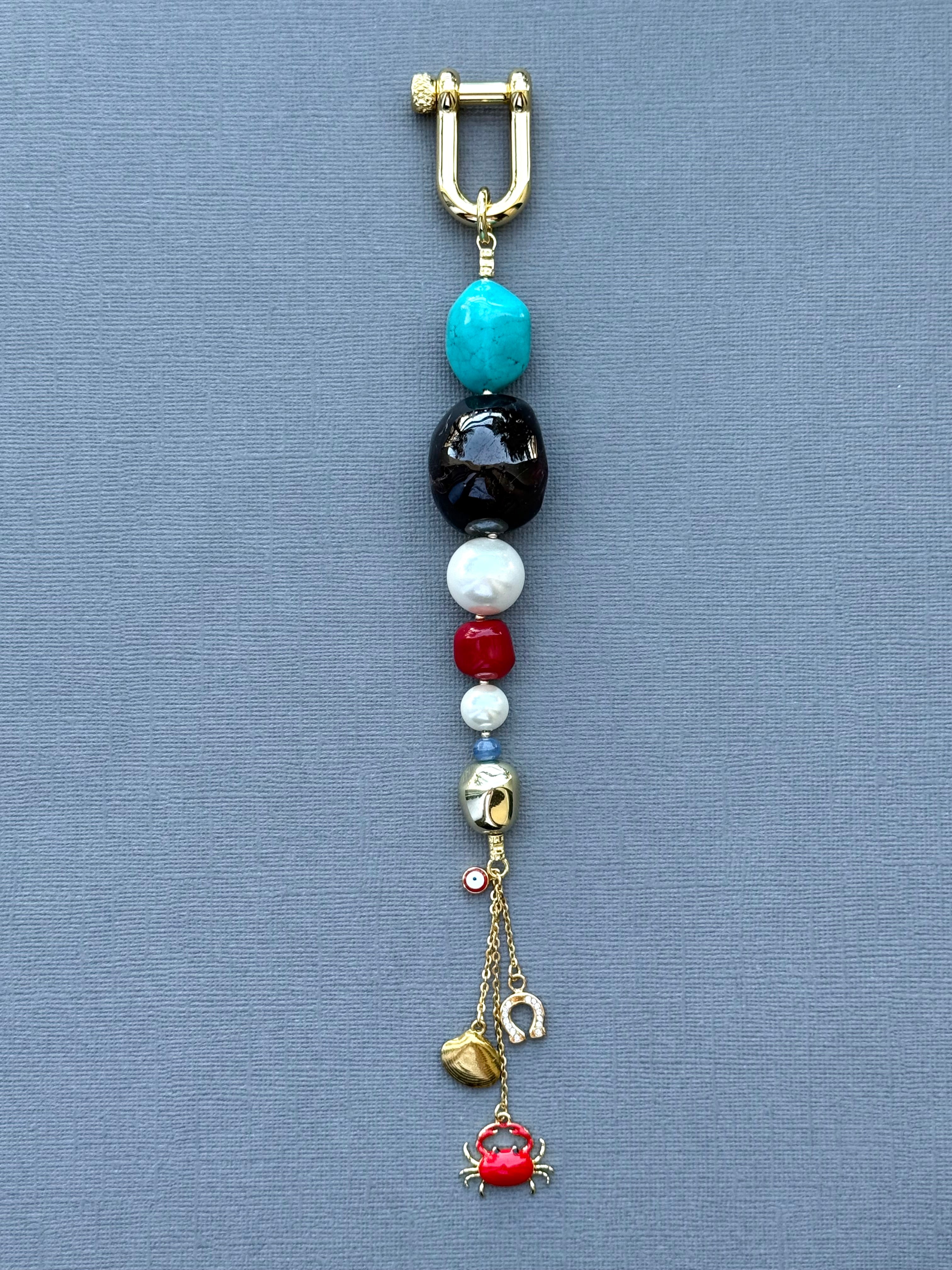 Garnet and Turquoise Bag Charm