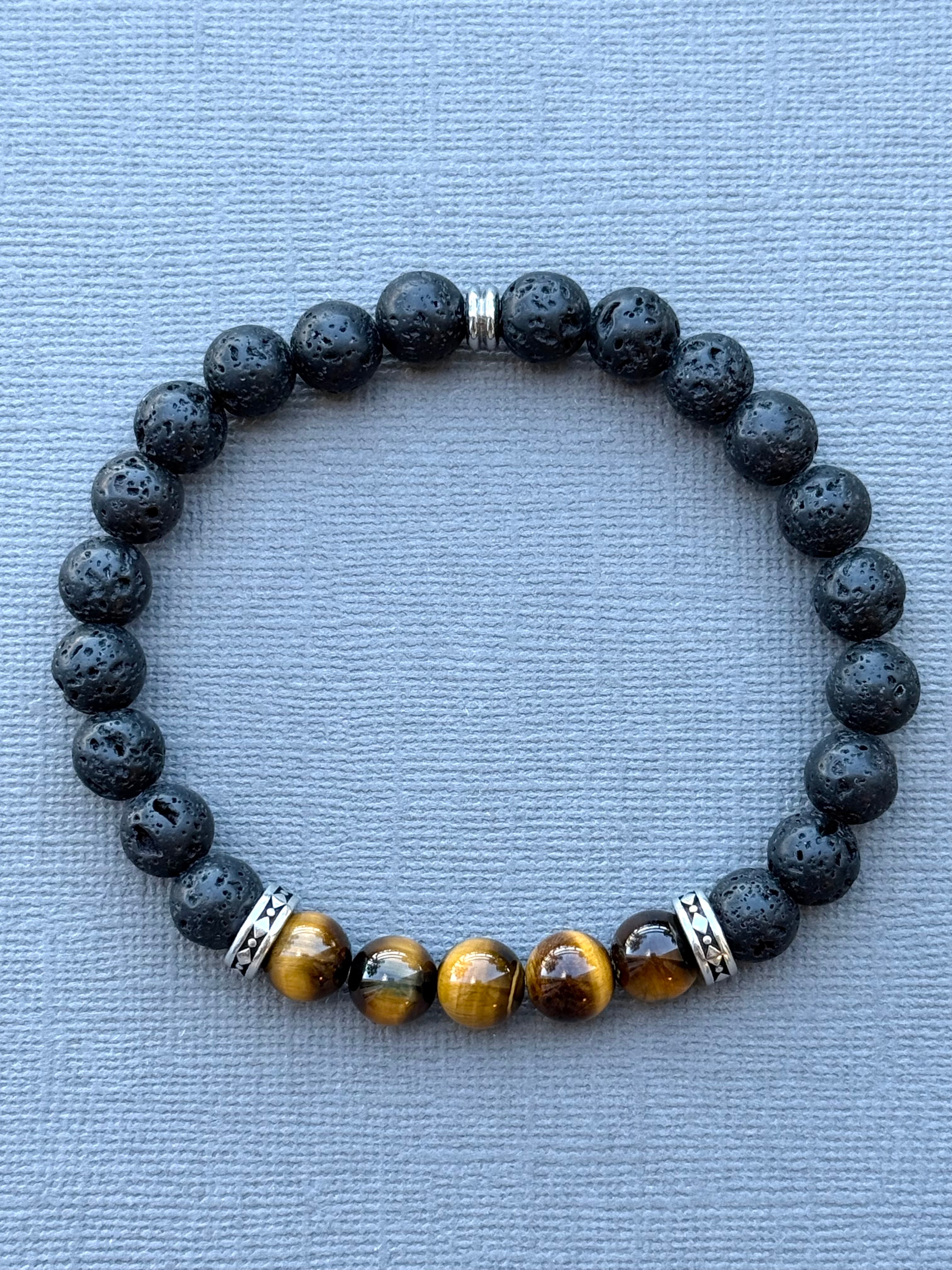 Men's Lava and Tiger Eye Bracelet