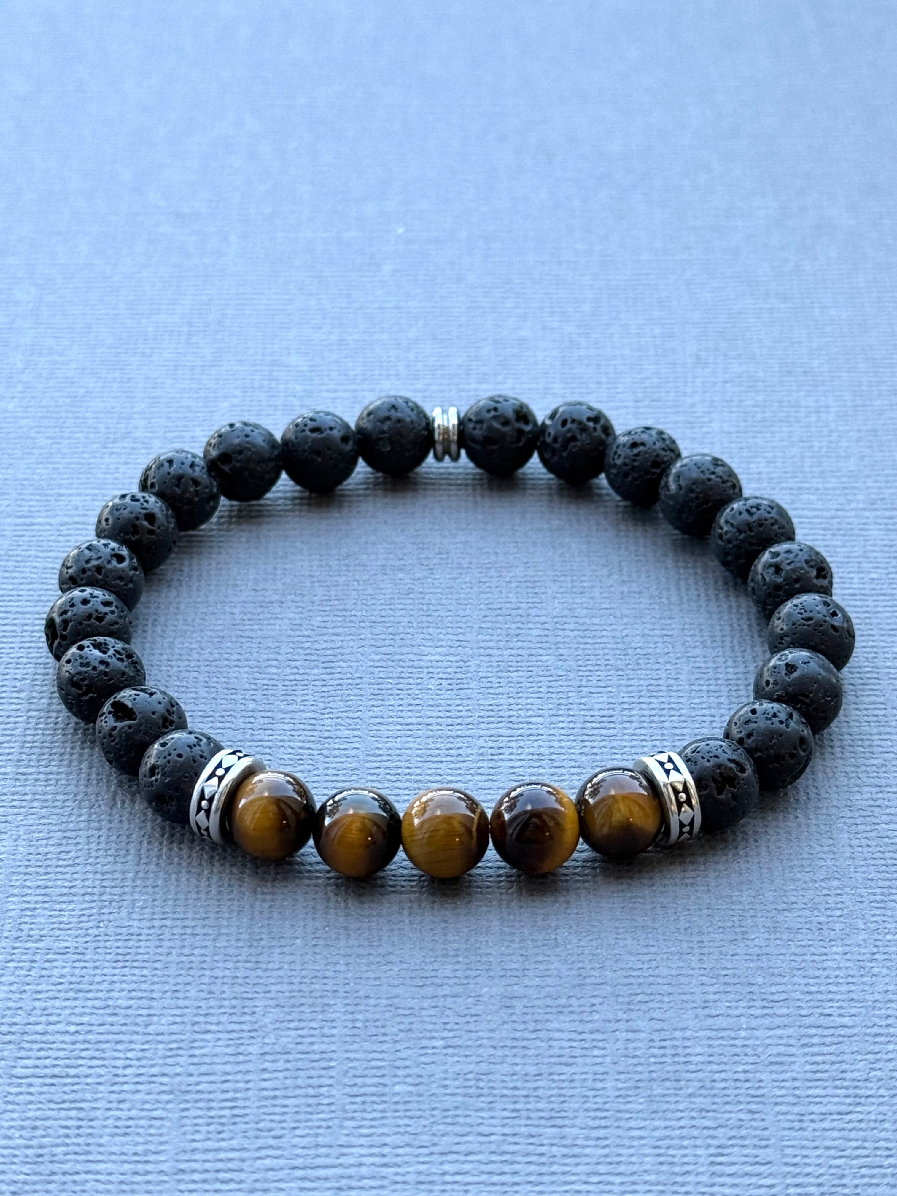 Men's Lava and Tiger Eye Bracelet