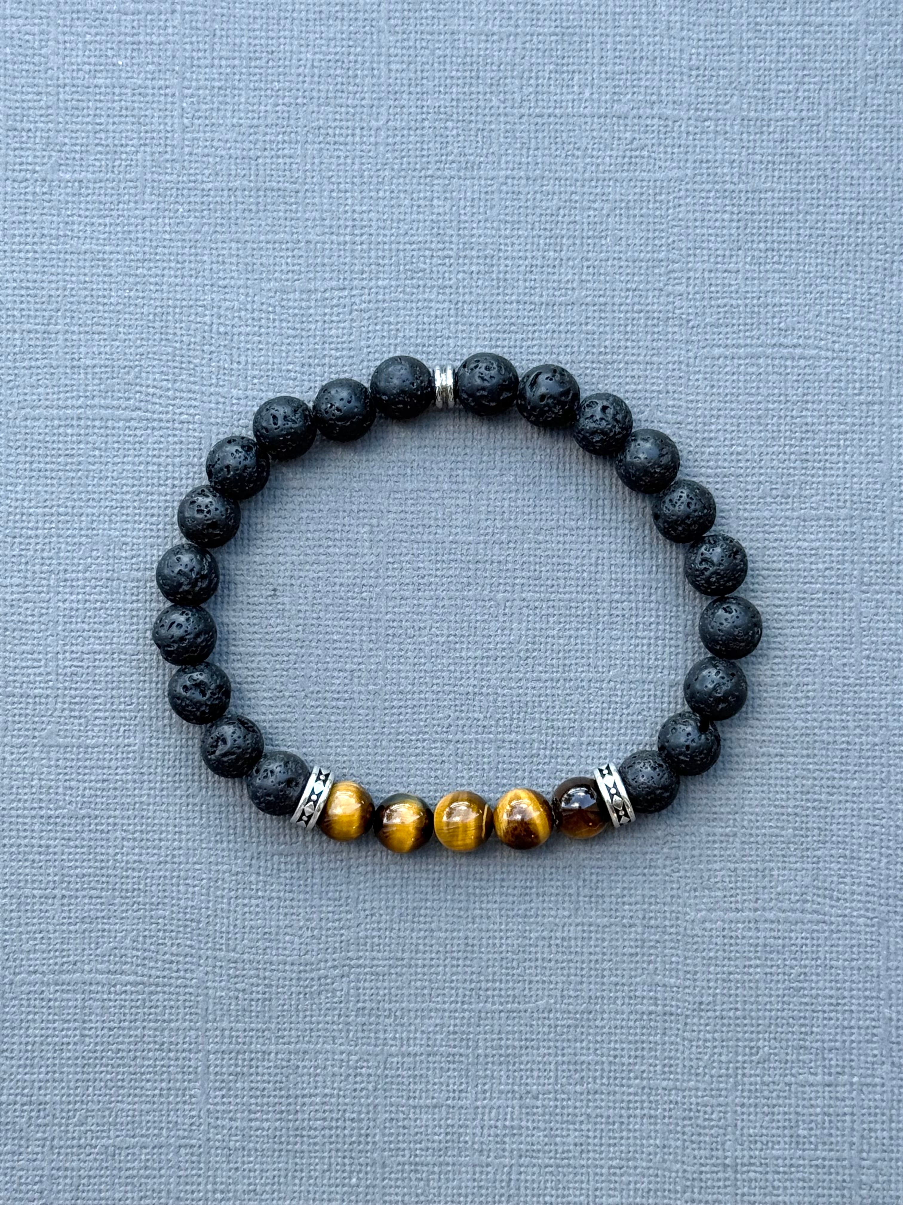 Men's Lava and Tiger Eye Bracelet
