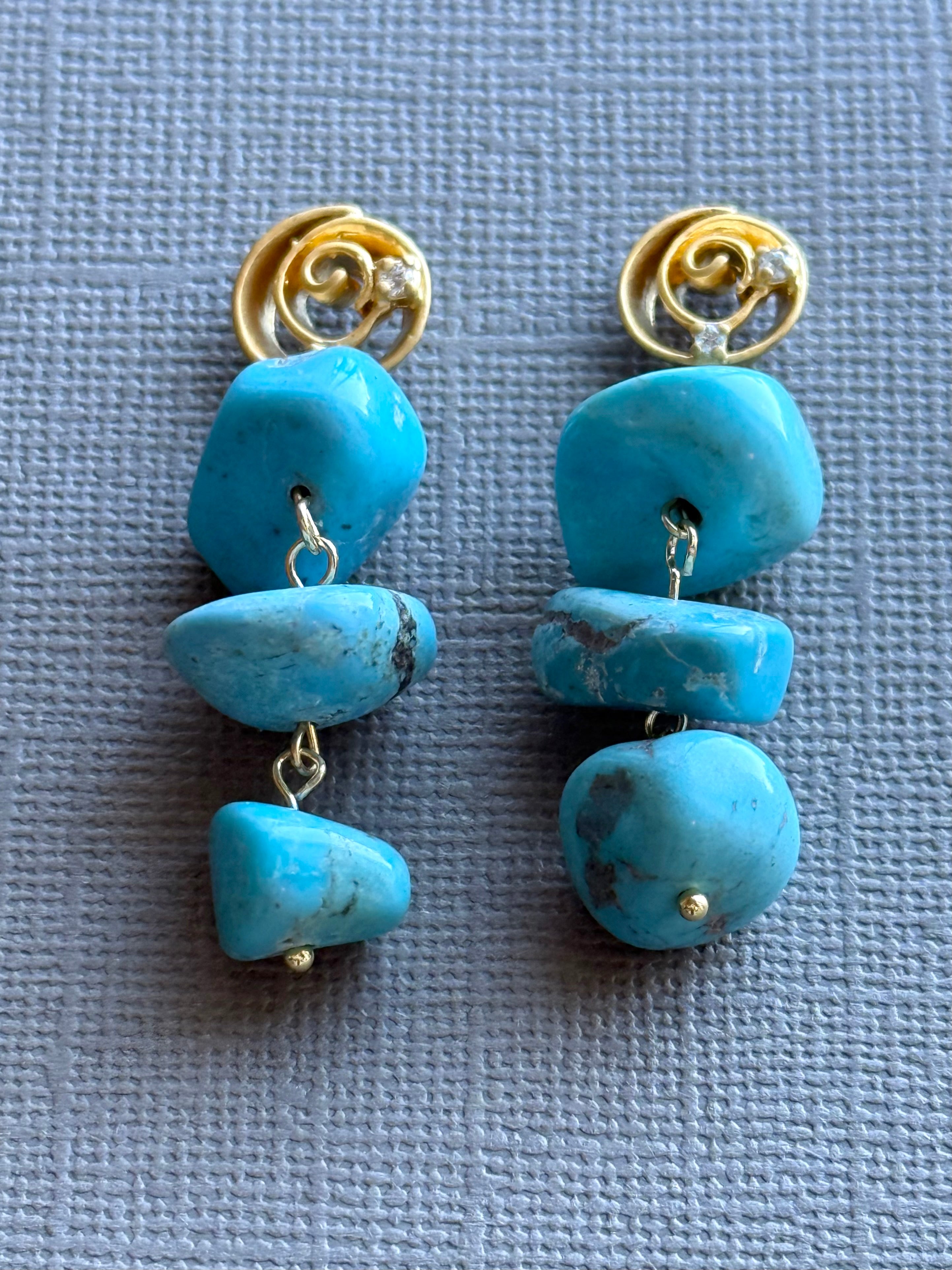 Turquoise Pebble Drop Earrings