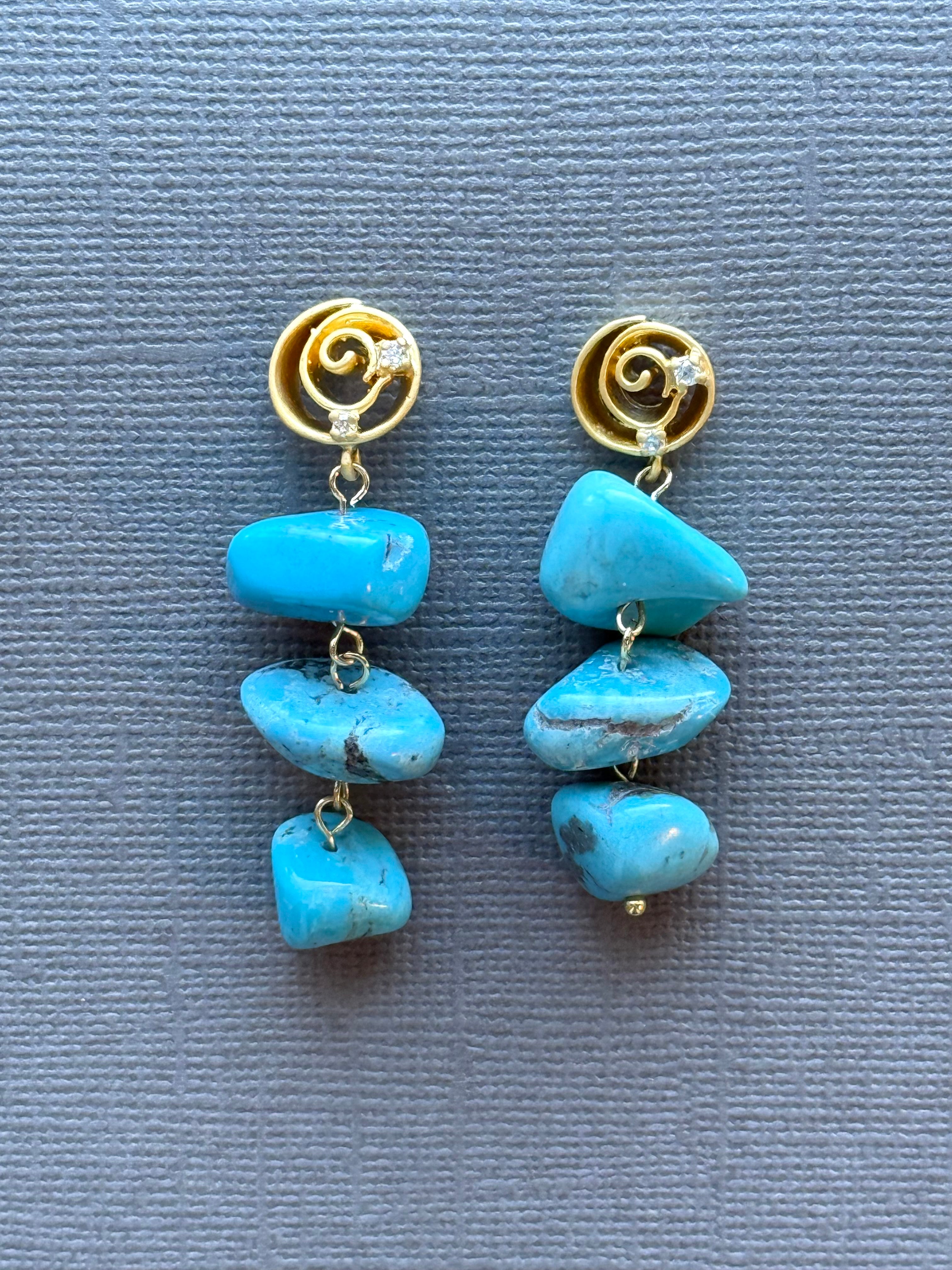 Turquoise Pebble Drop Earrings