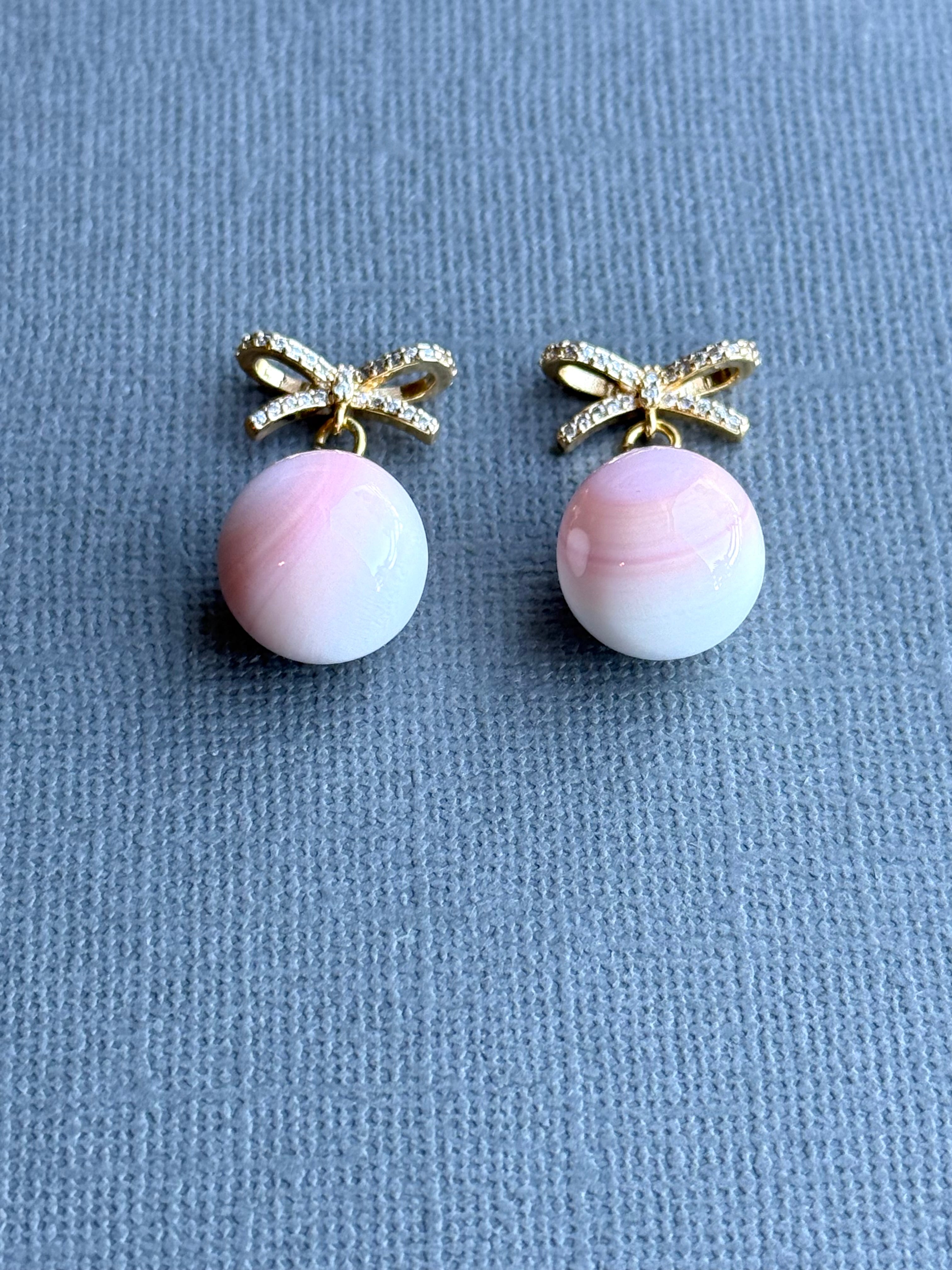 Teardrop Pink Shell Earrings