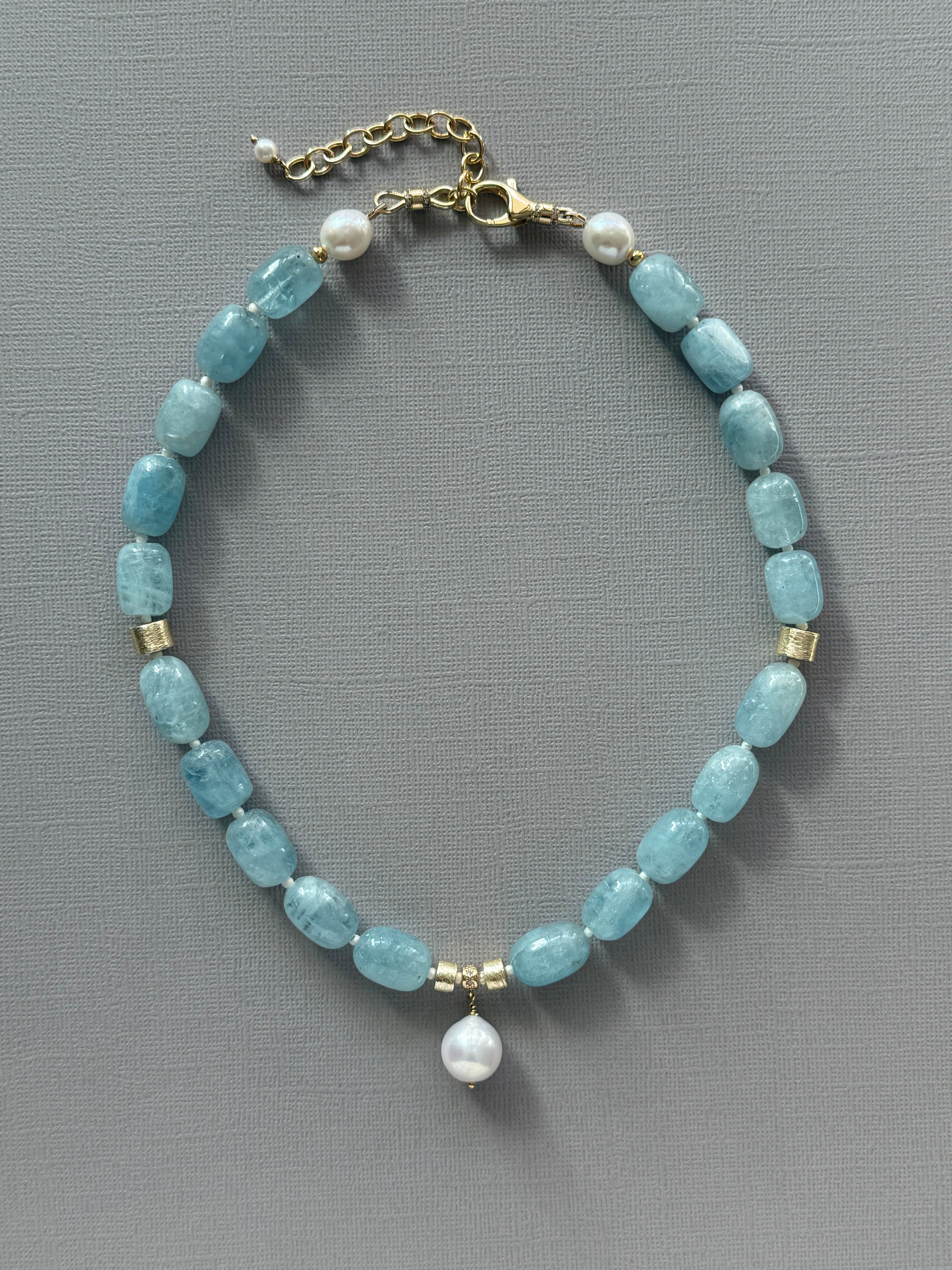 Aquamarine and Freshwater Pearl Necklace