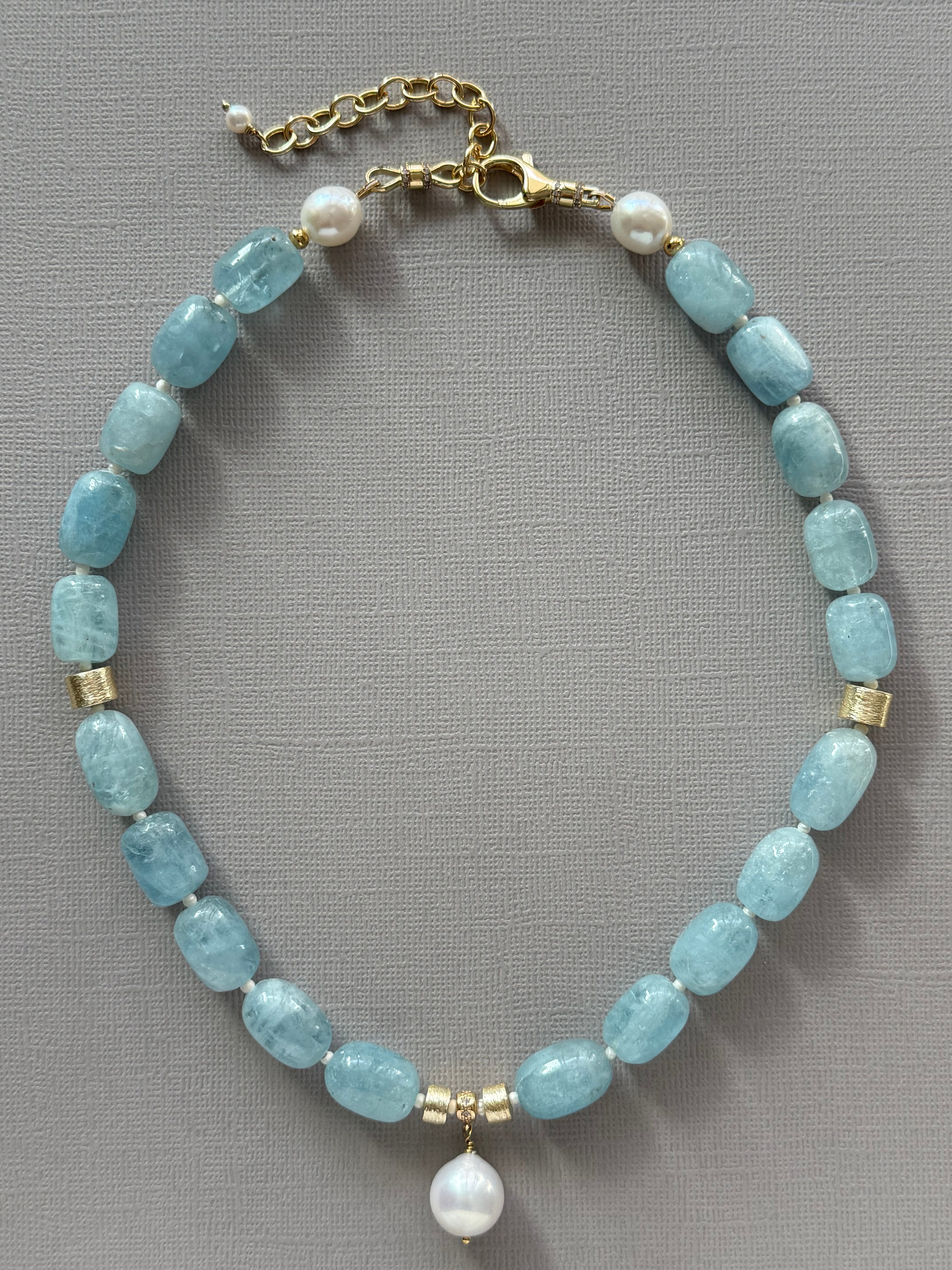 Aquamarine and Freshwater Pearl Necklace