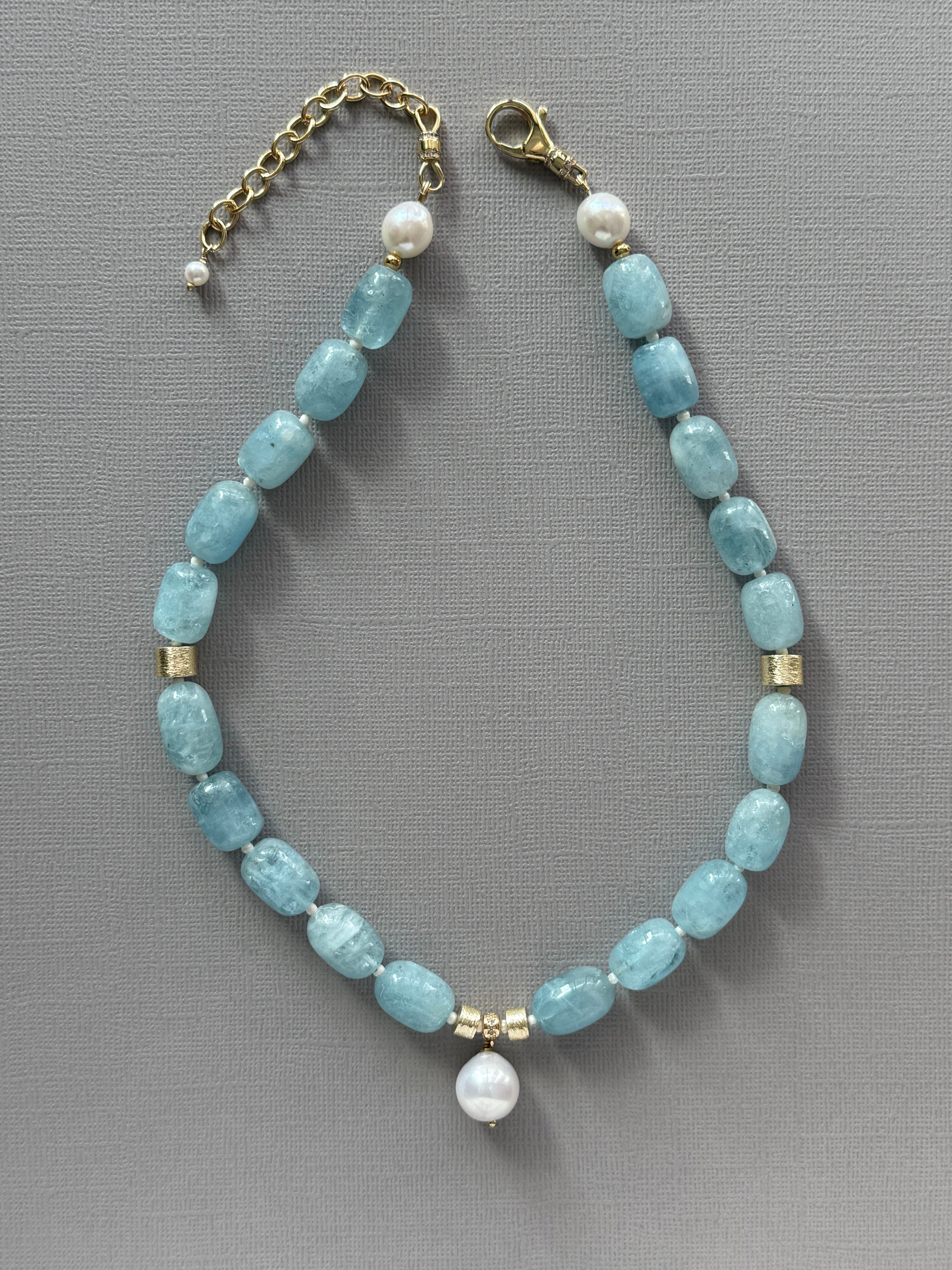 Aquamarine and Freshwater Pearl Necklace