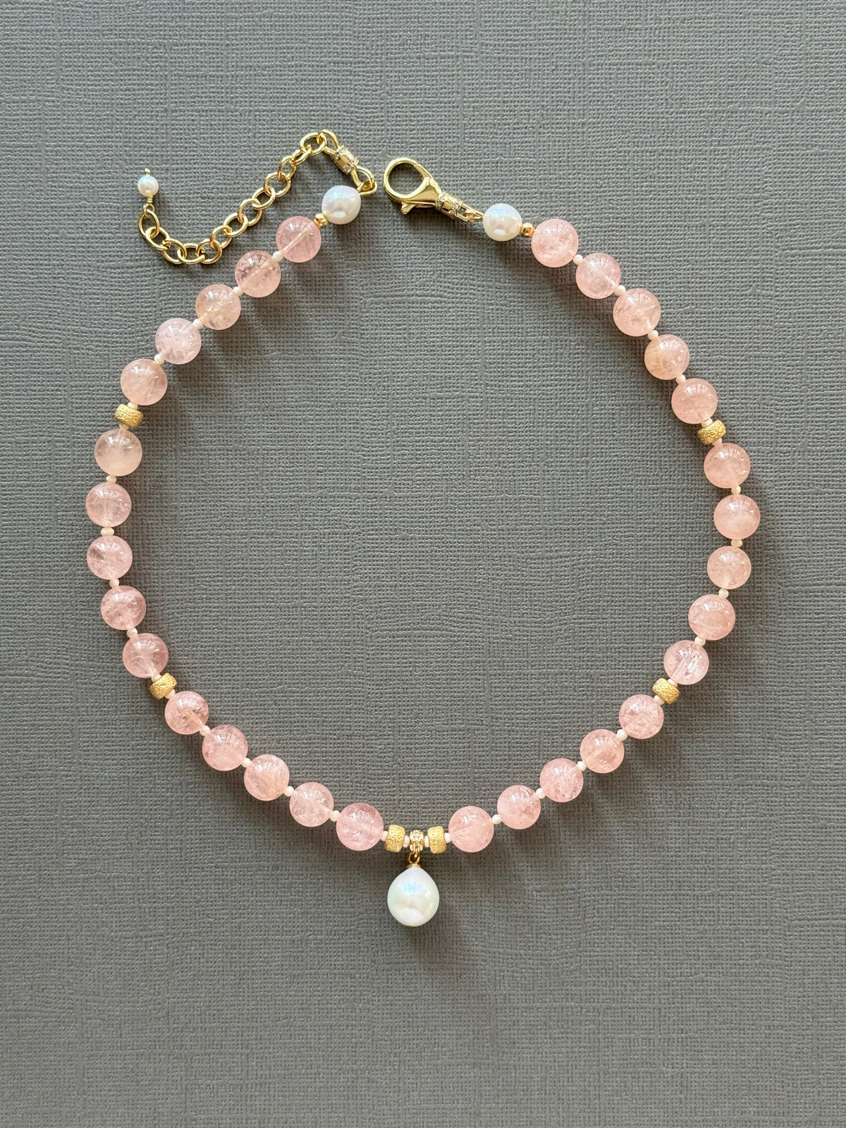 Morganite and Pearl Necklace