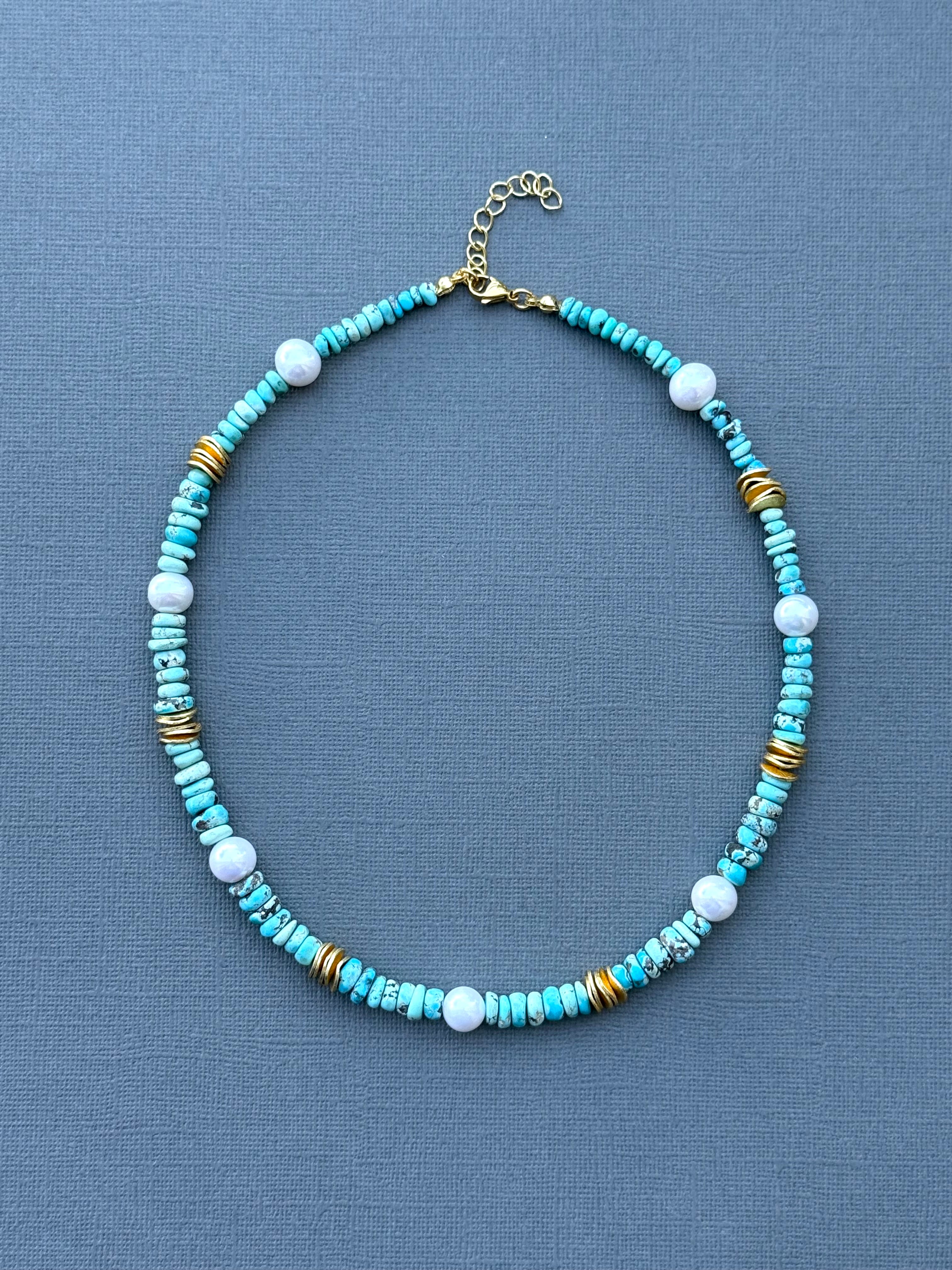 Iranian Turquoise and Pearl Necklace