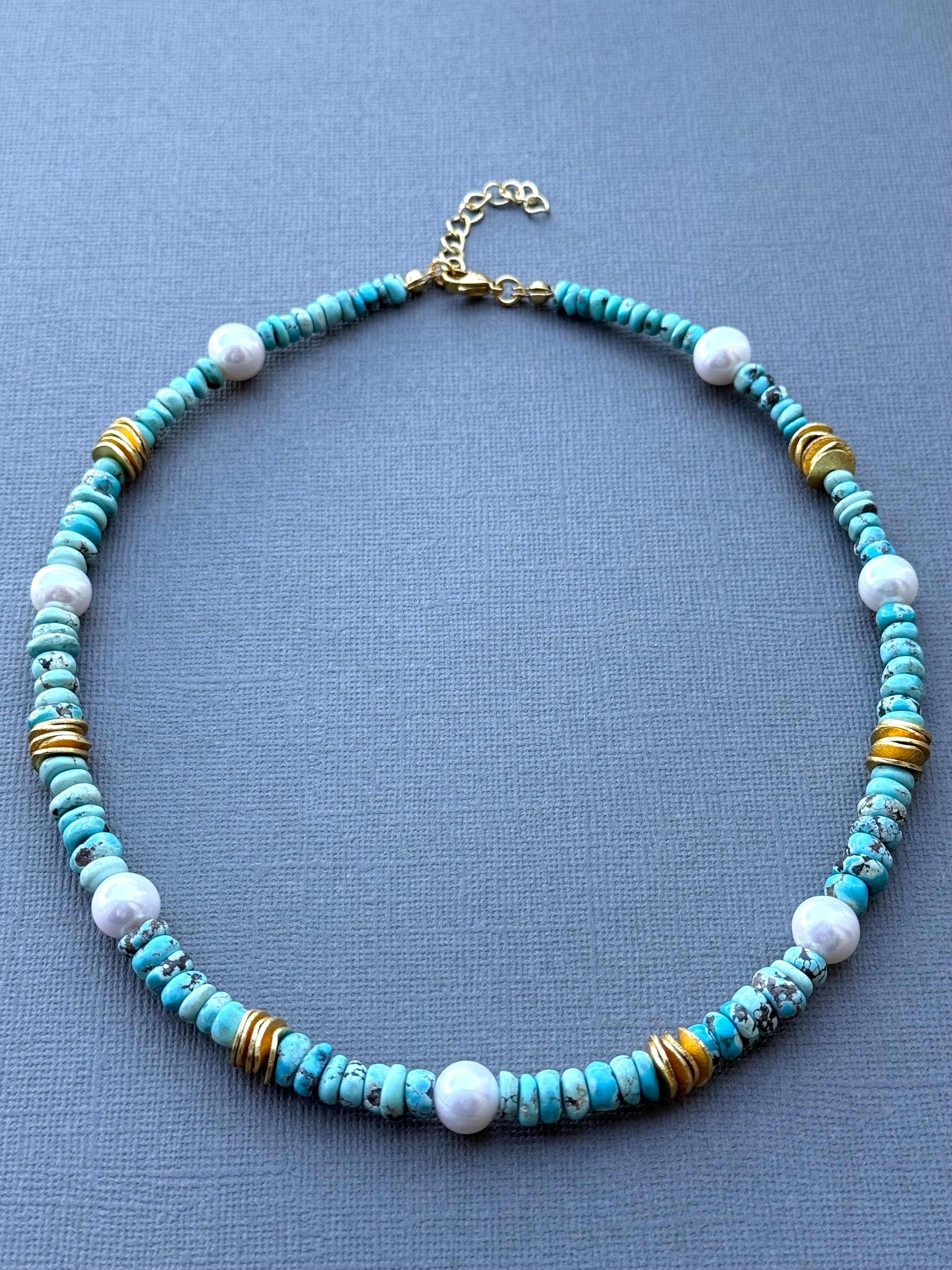 Iranian Turquoise and Pearl Necklace