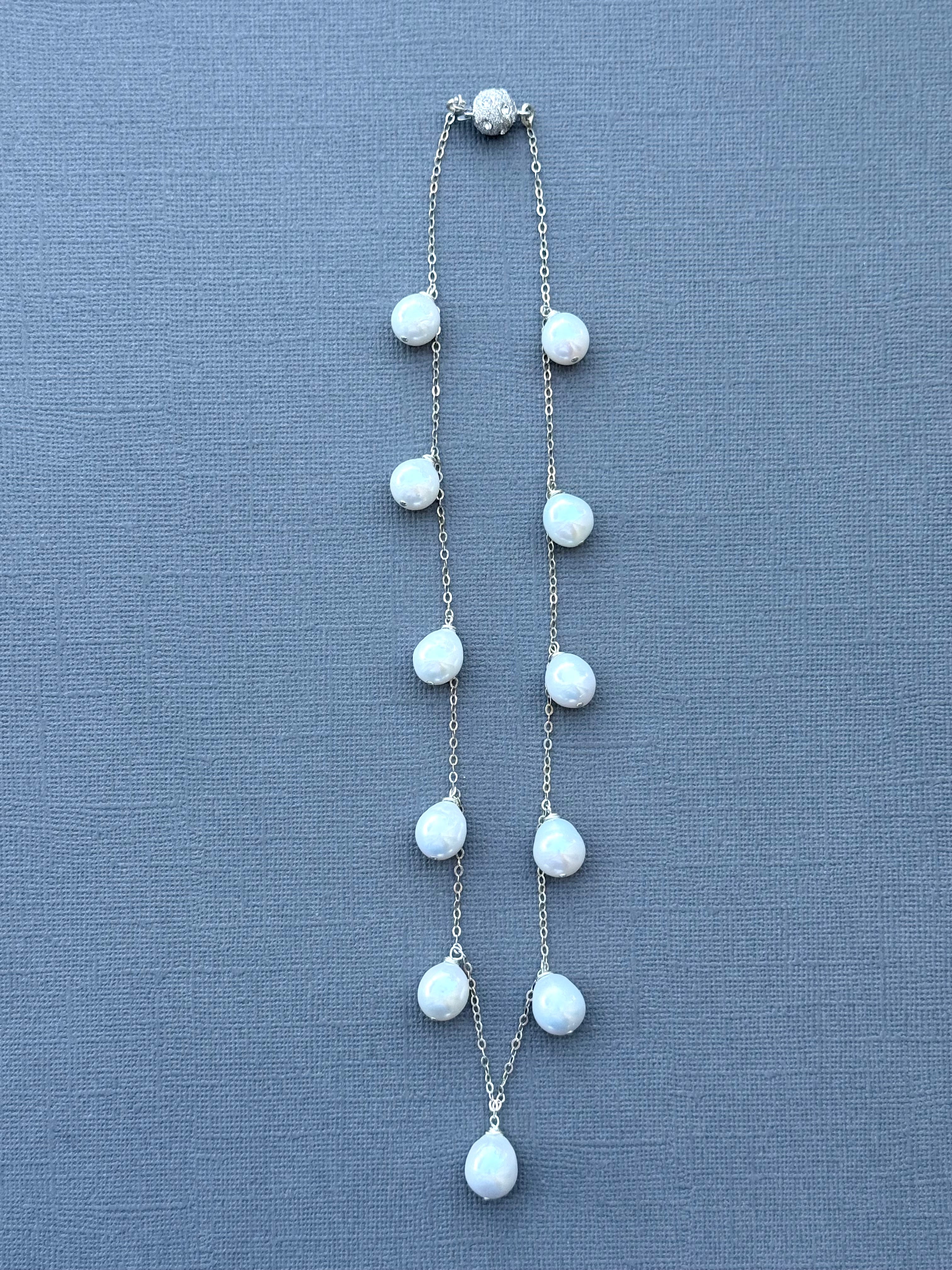 Pearl Drop Station Necklace