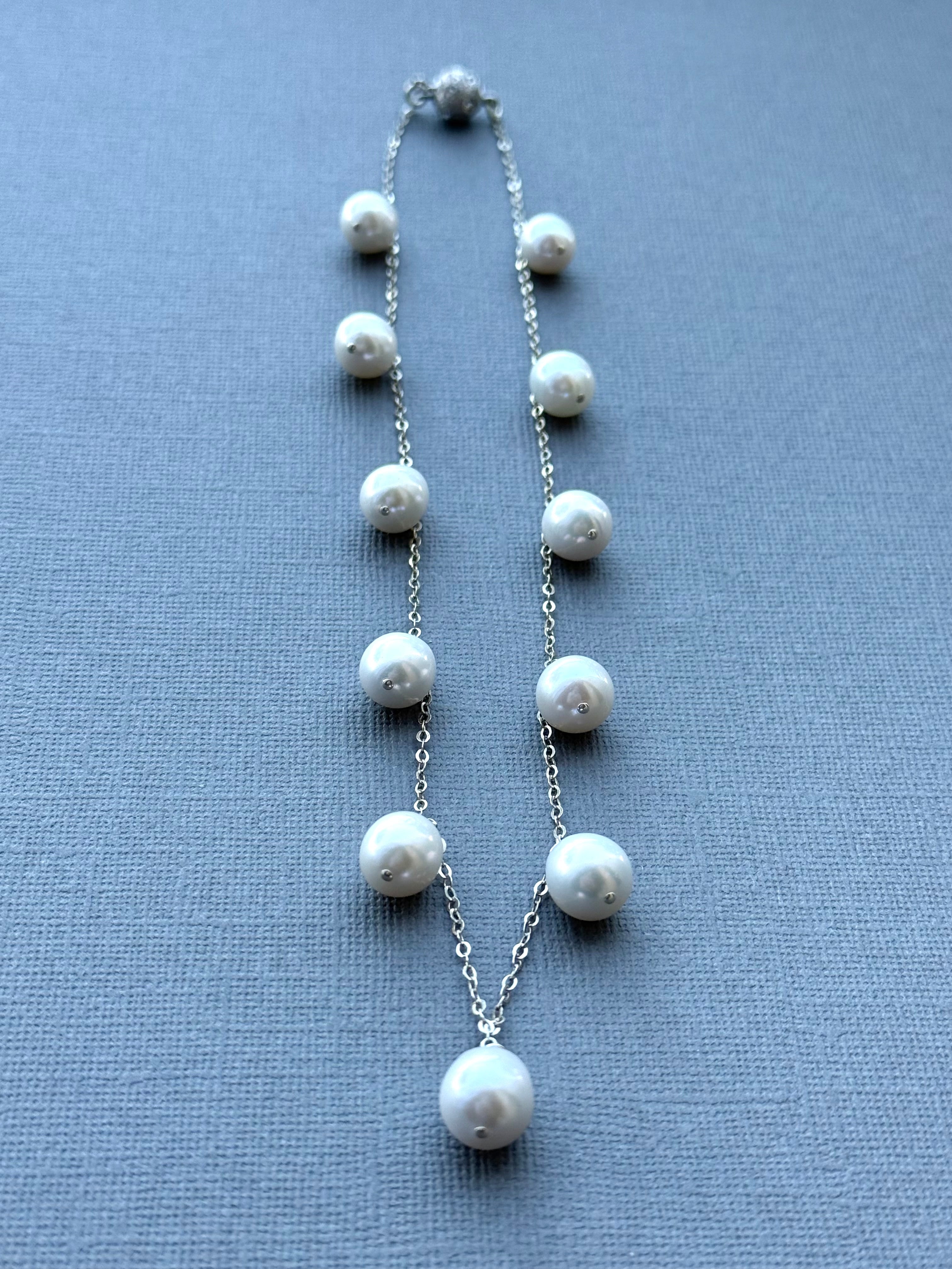 Pearl Drop Station Necklace