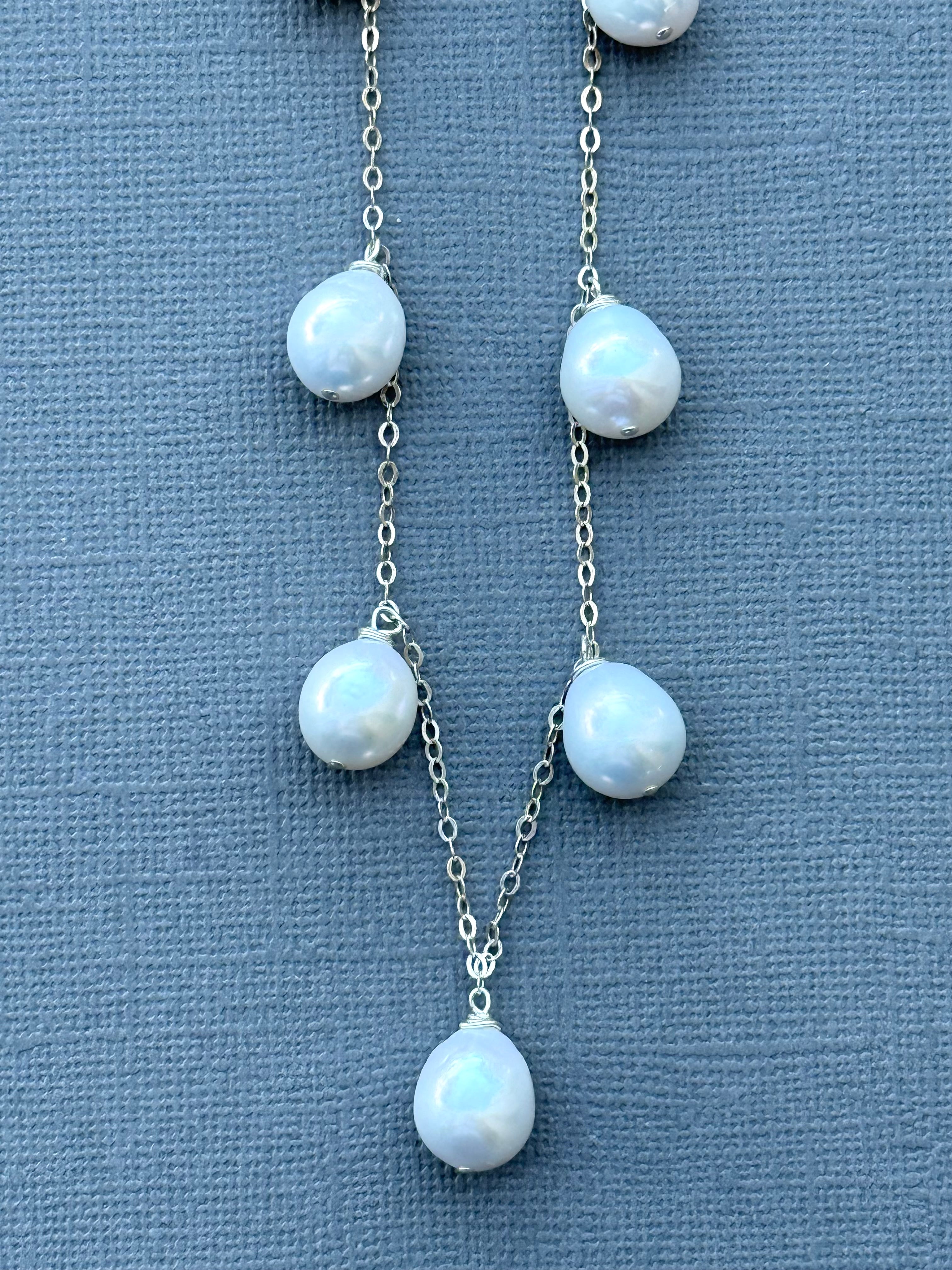 Pearl Drop Station Necklace
