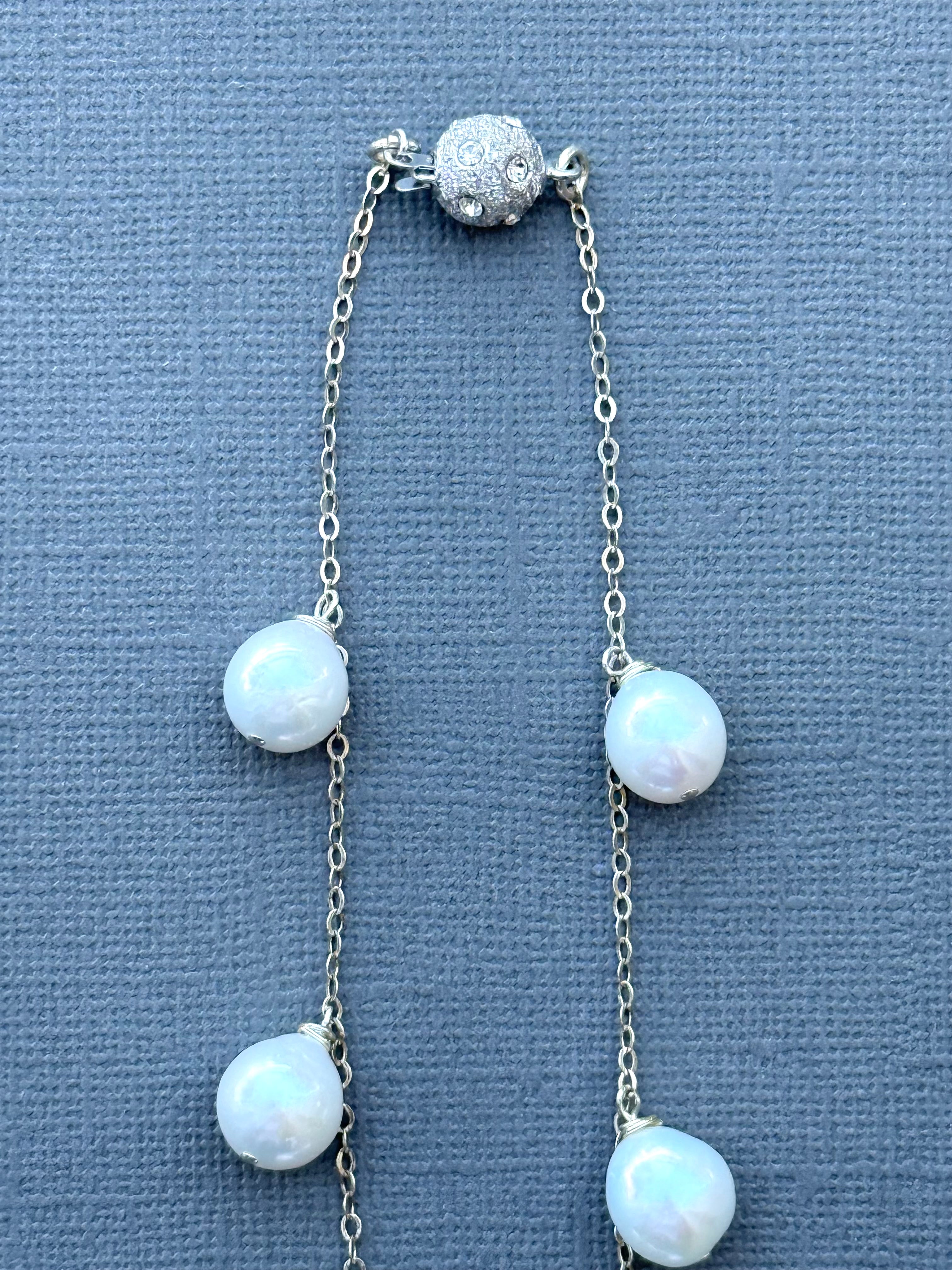 Pearl Drop Station Necklace
