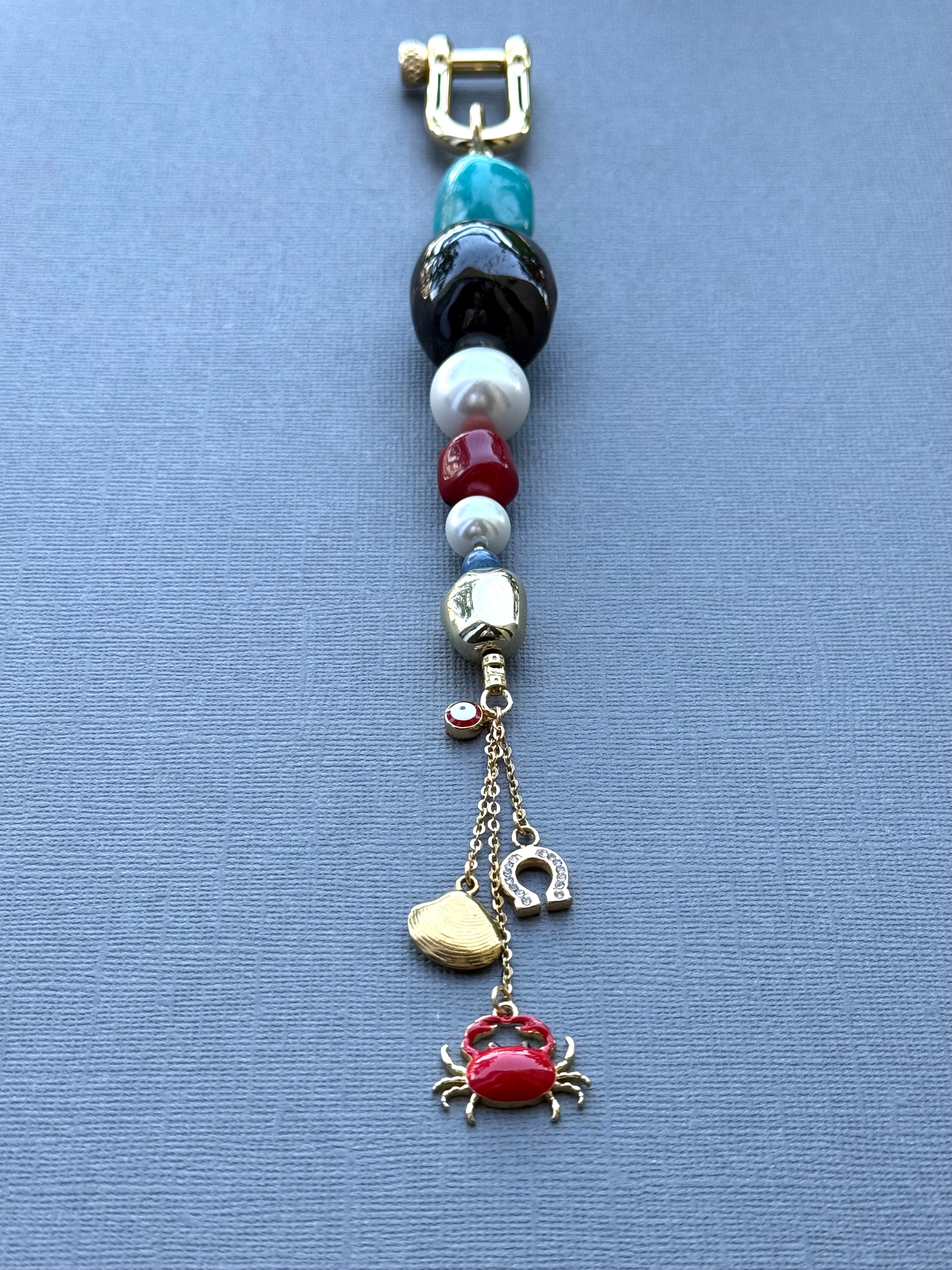 Garnet and Turquoise Bag Charm