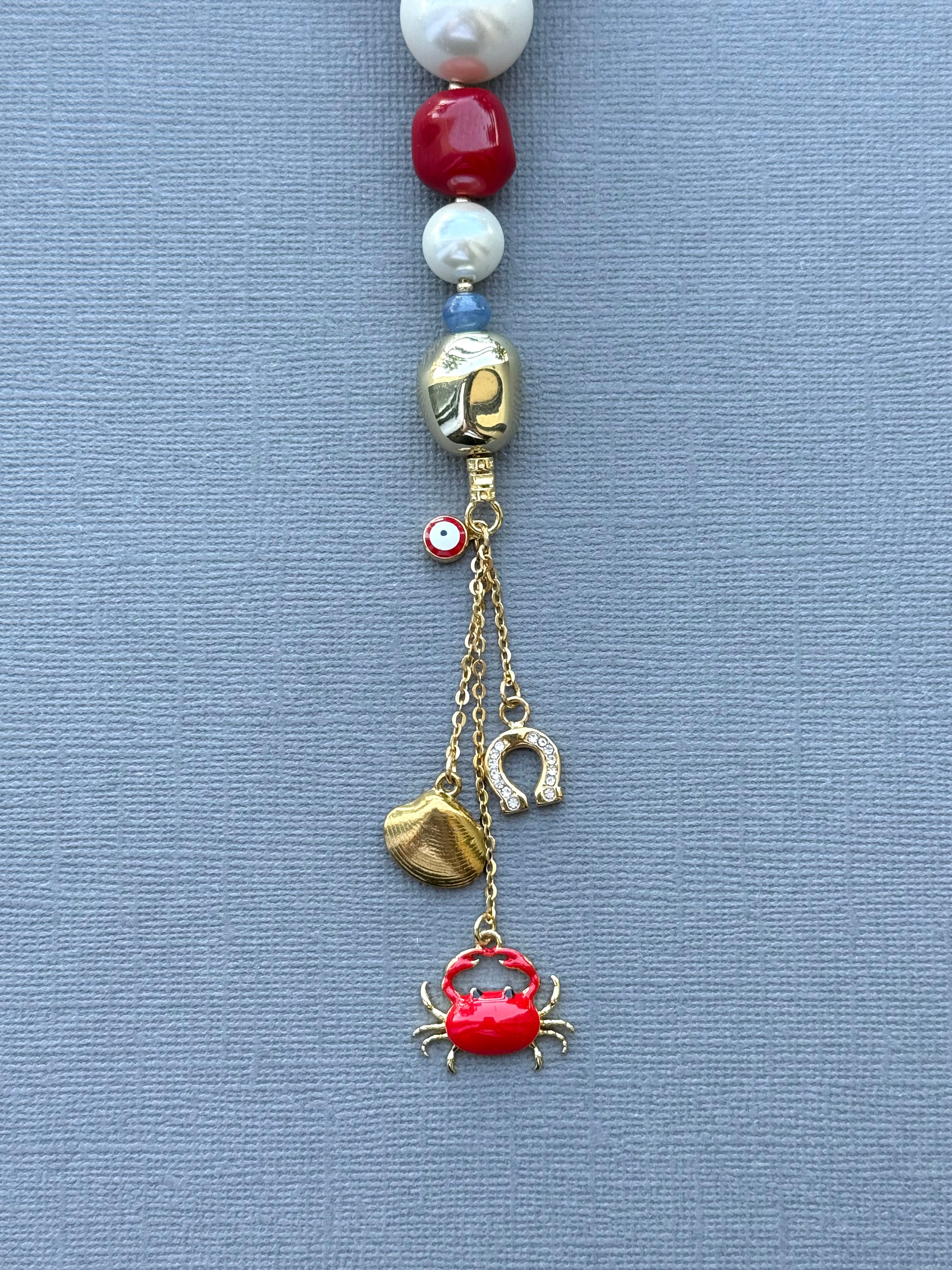 Garnet and Turquoise Bag Charm
