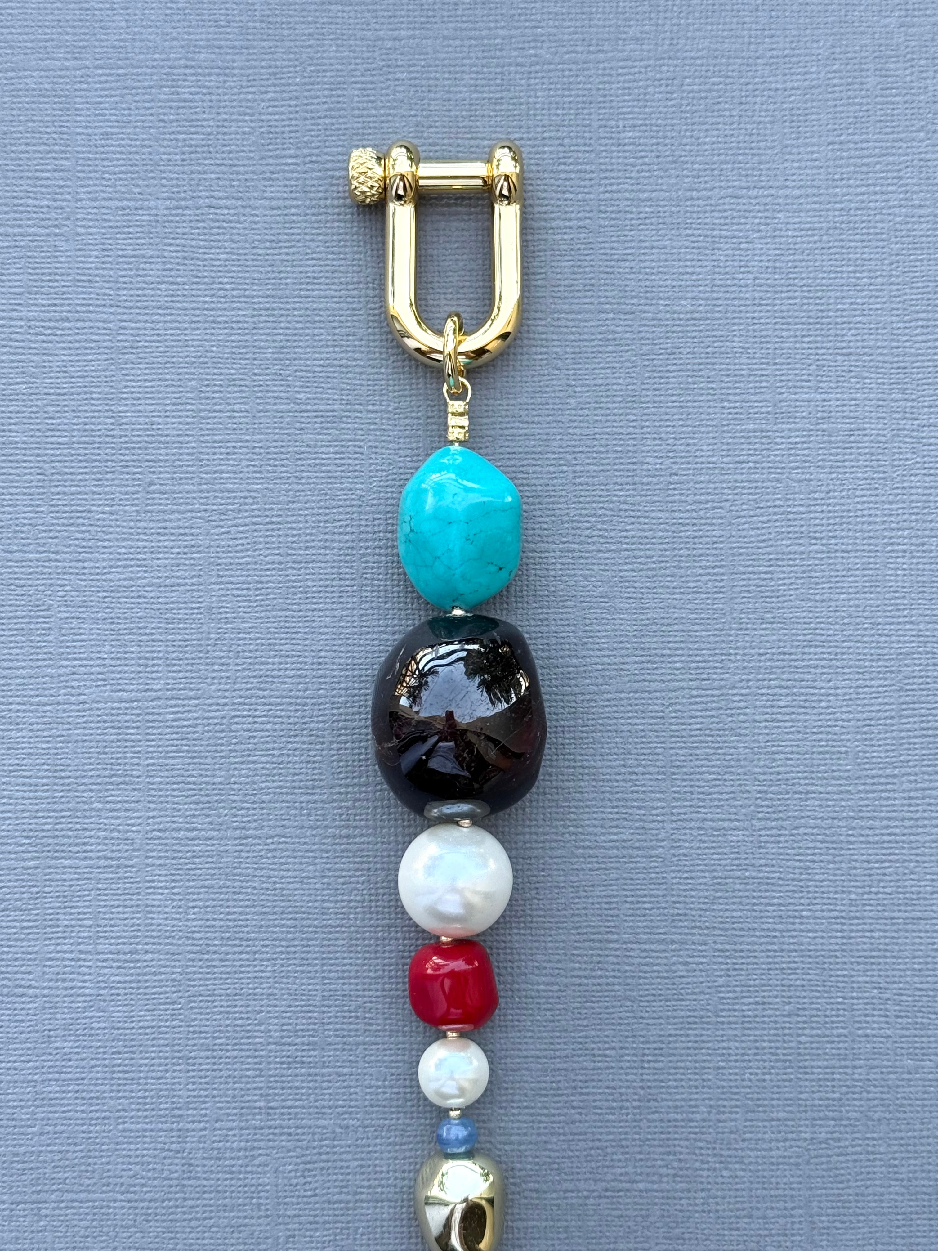 Garnet and Turquoise Bag Charm