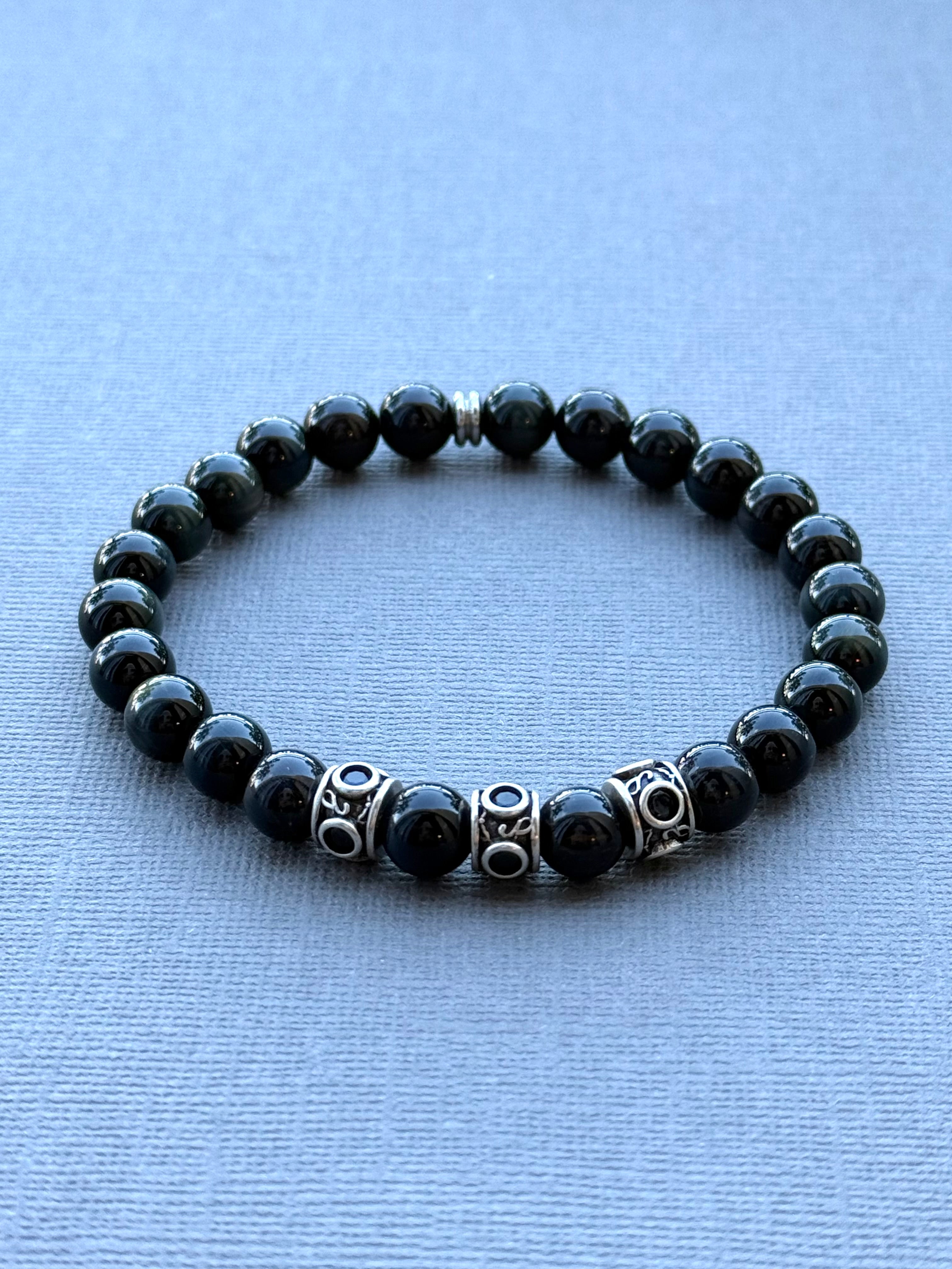Men's Blue-Black Tiger Eye Bracelet