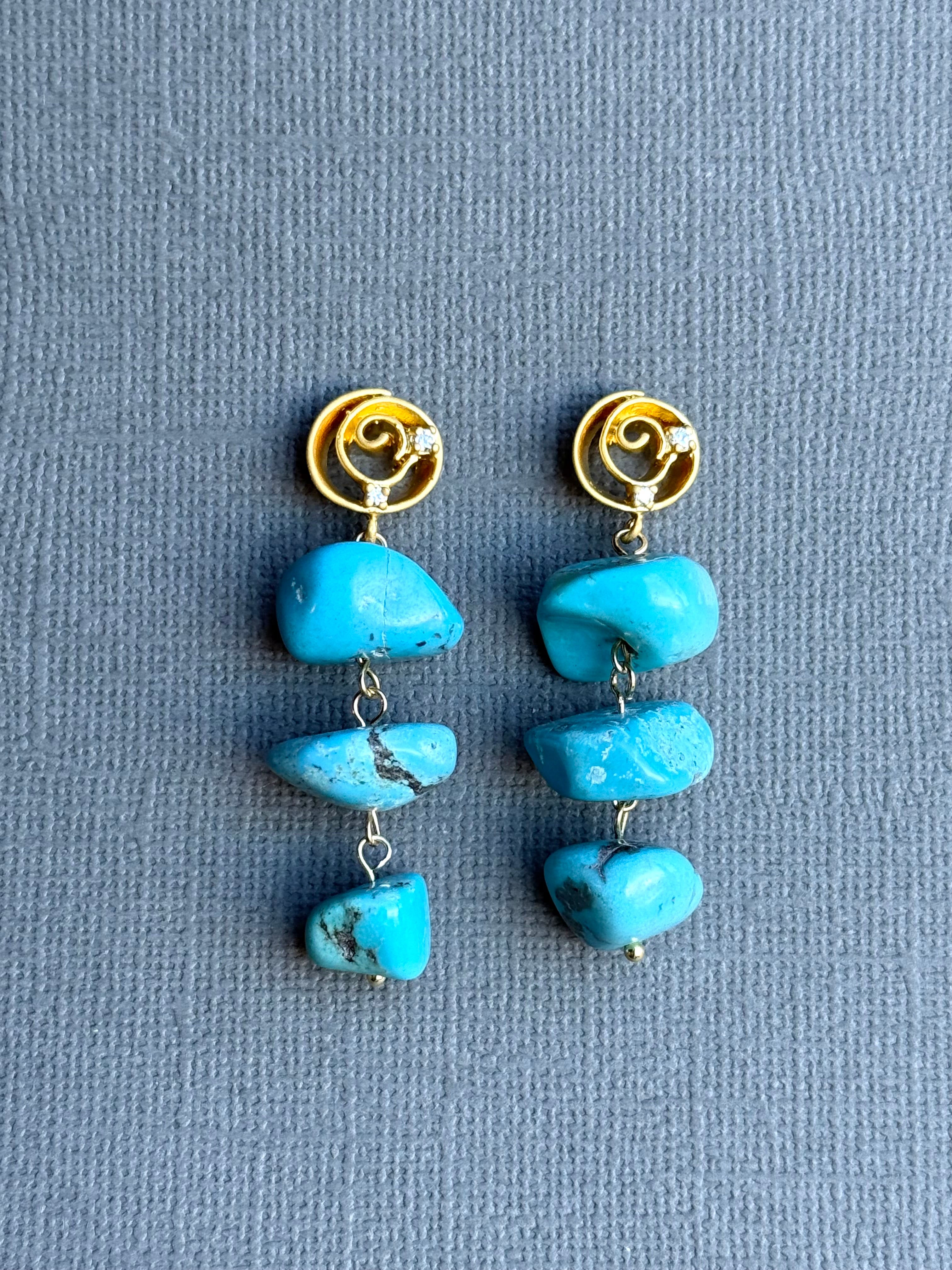 Turquoise Pebble Drop Earrings