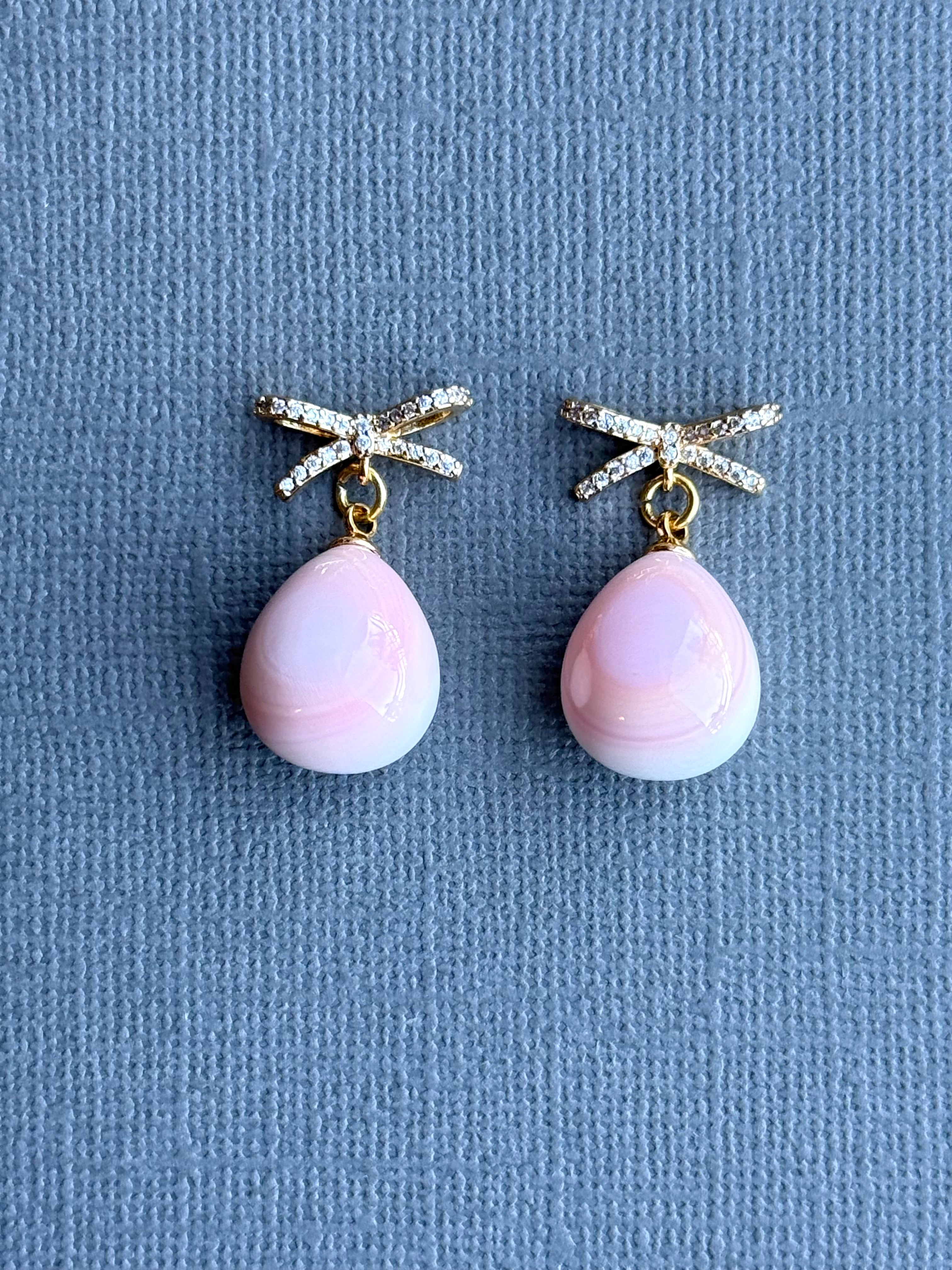 Teardrop Pink Shell Earrings
