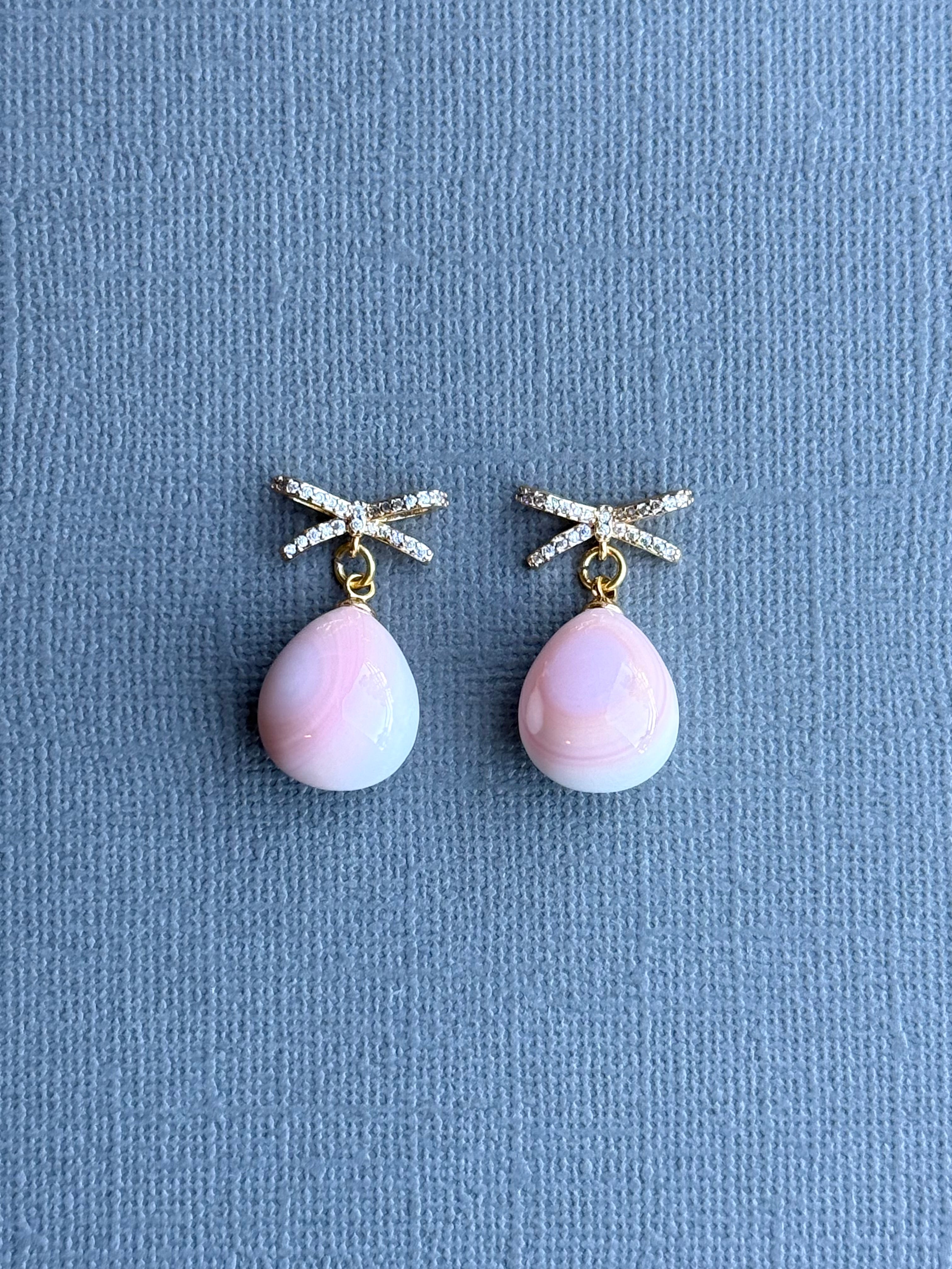 Teardrop Pink Shell Earrings