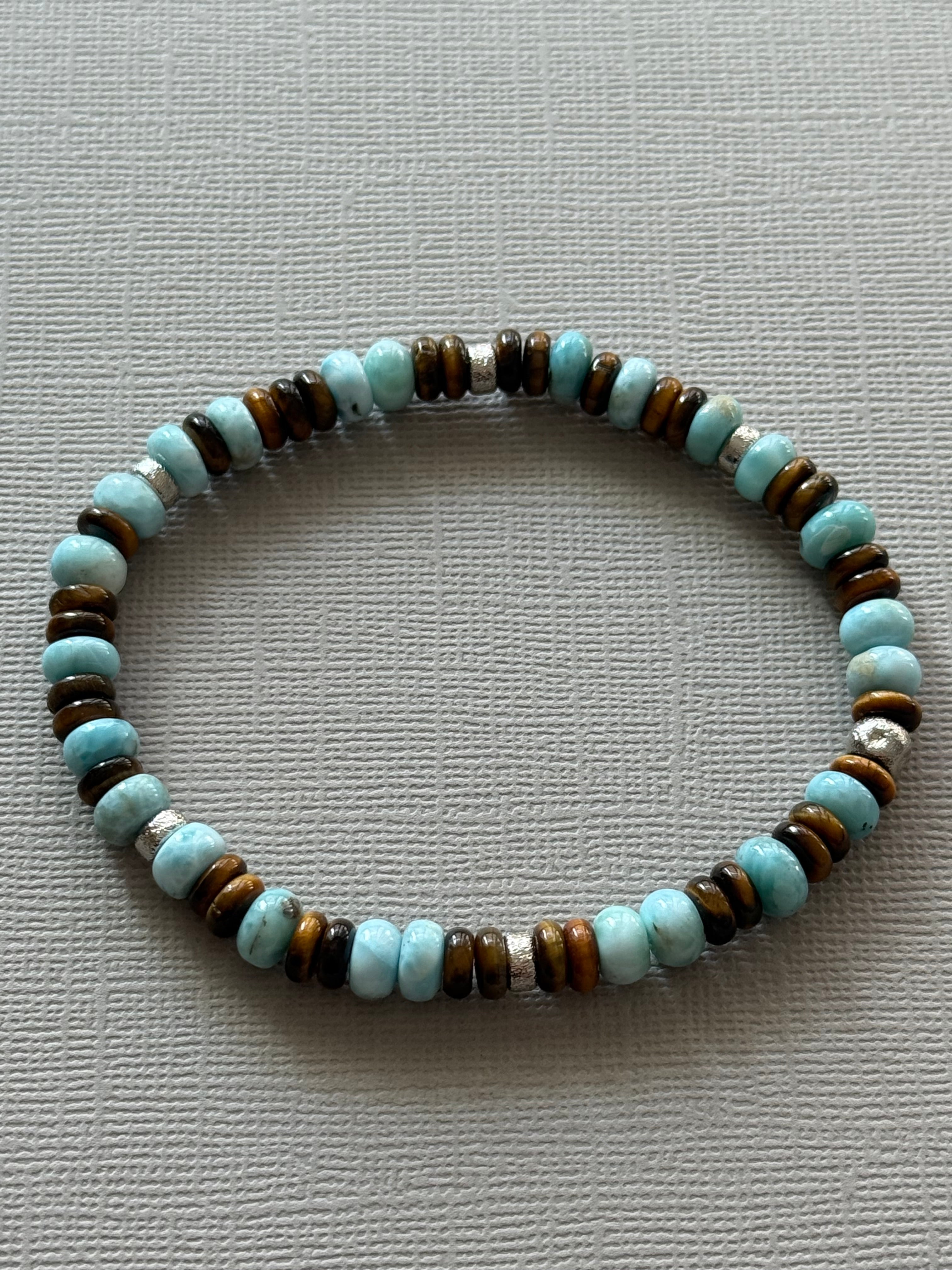 Larimar and Tiger Eye Bracelet