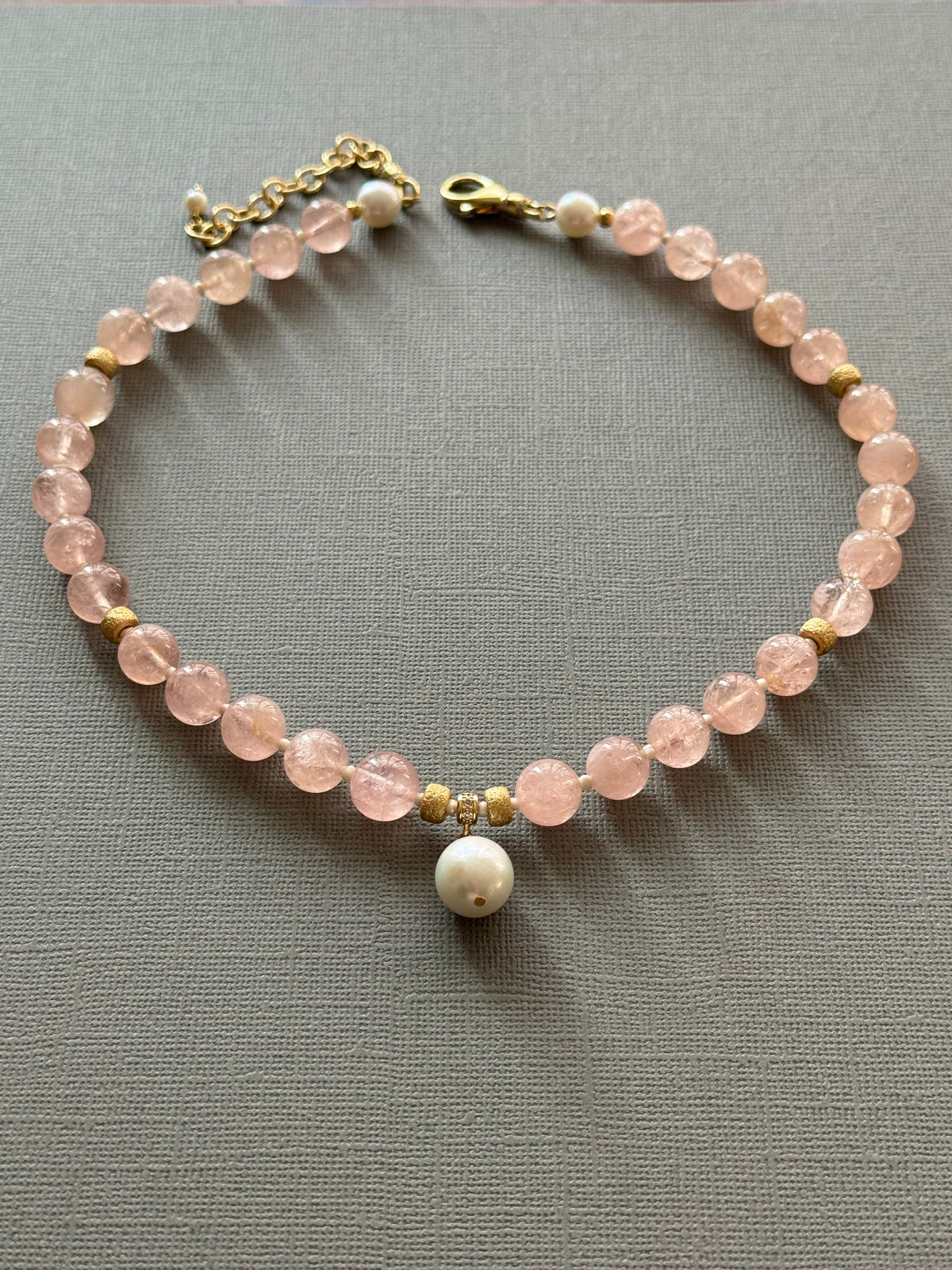Morganite and Pearl Necklace